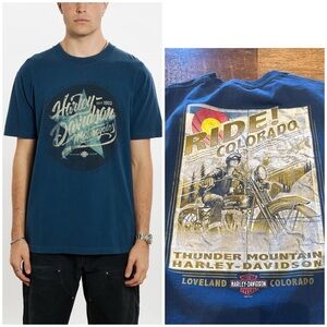 Harley-Davidson Thunder Mountain Colorado Blue Tee L